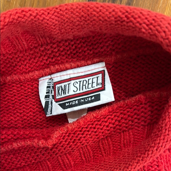 Knit Street Red Cowl Neck Sweater with Cozy Texture 100% cotton size medium - Picture 2 of 8